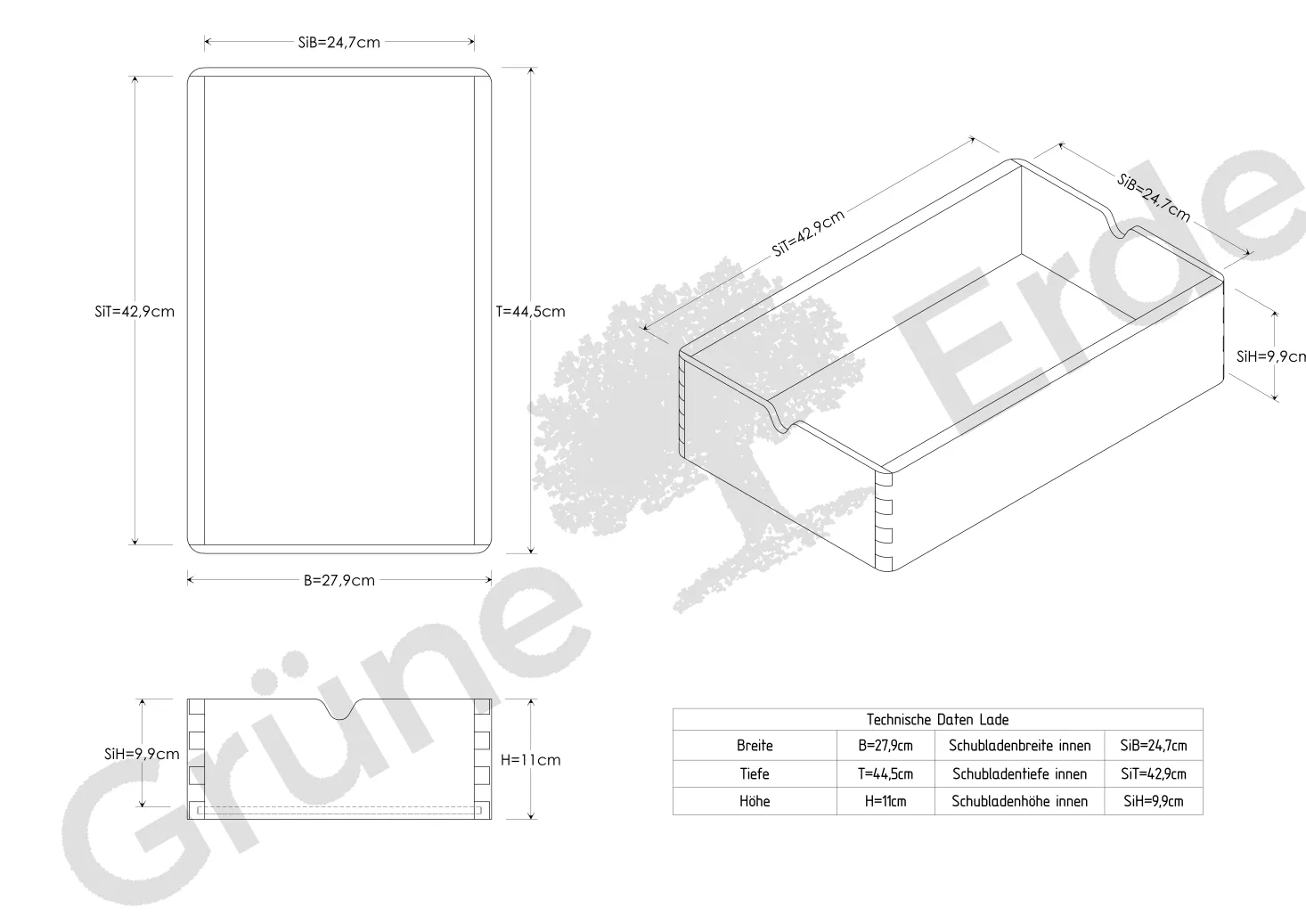 Aufbewahrungsbox Vaso(Buche, B45xT28xH11,2cm)