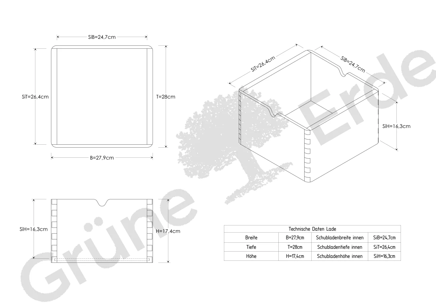 Aufbewahrungsbox Vaso(Eiche, B28xT28xH17,6cm)