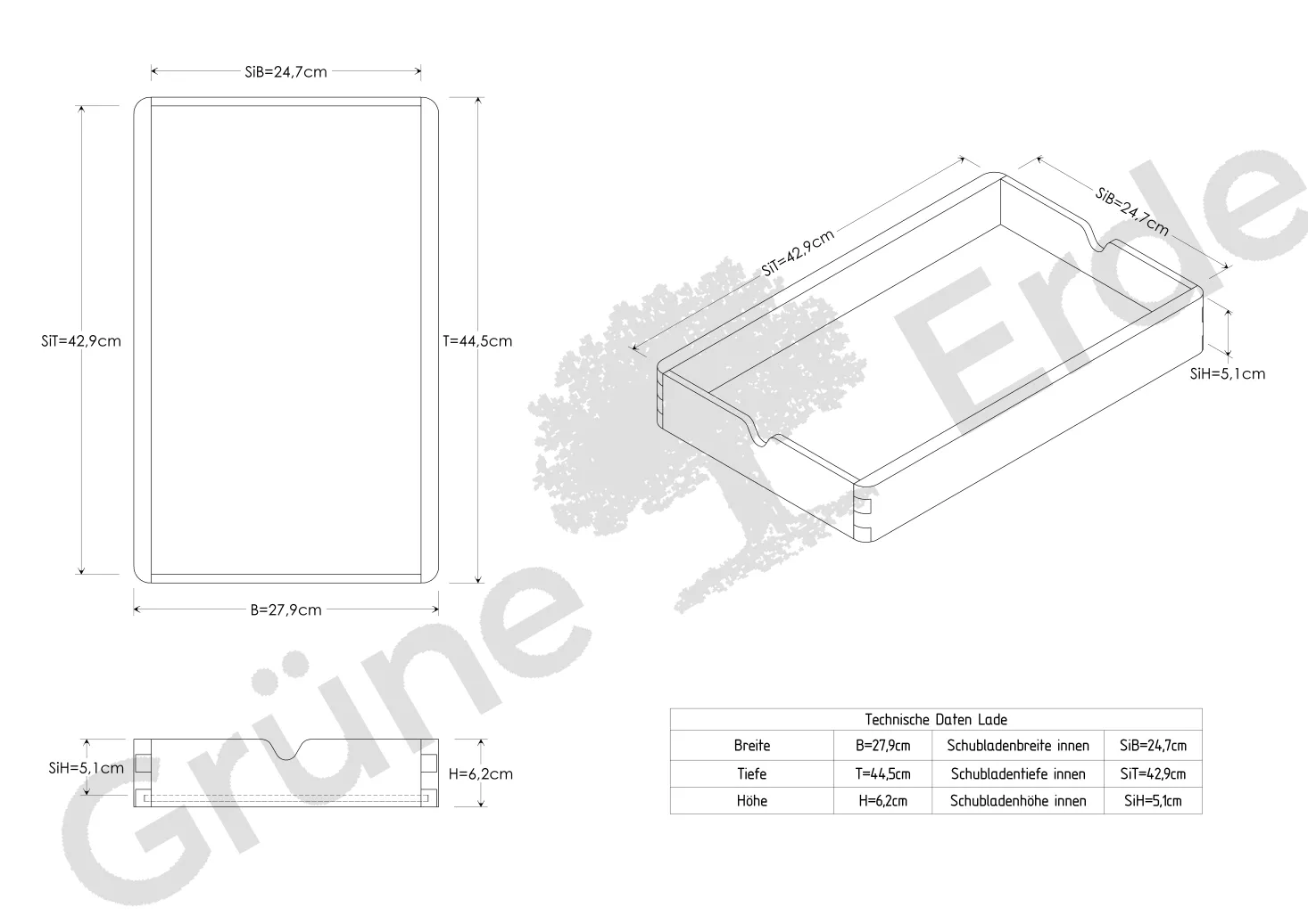 Aufbewahrungsbox Vaso(Eiche, B45xT28xH6,4cm)