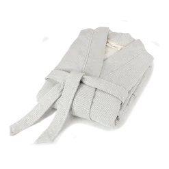 Bademantel Nika Unisexgraphit gestreift, 100 % Baumwolle, GOTS (S)