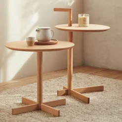 Beistelltisch Kosu Pur(Eiche, mit Griff, ø 42 x H 69,5 cm)
