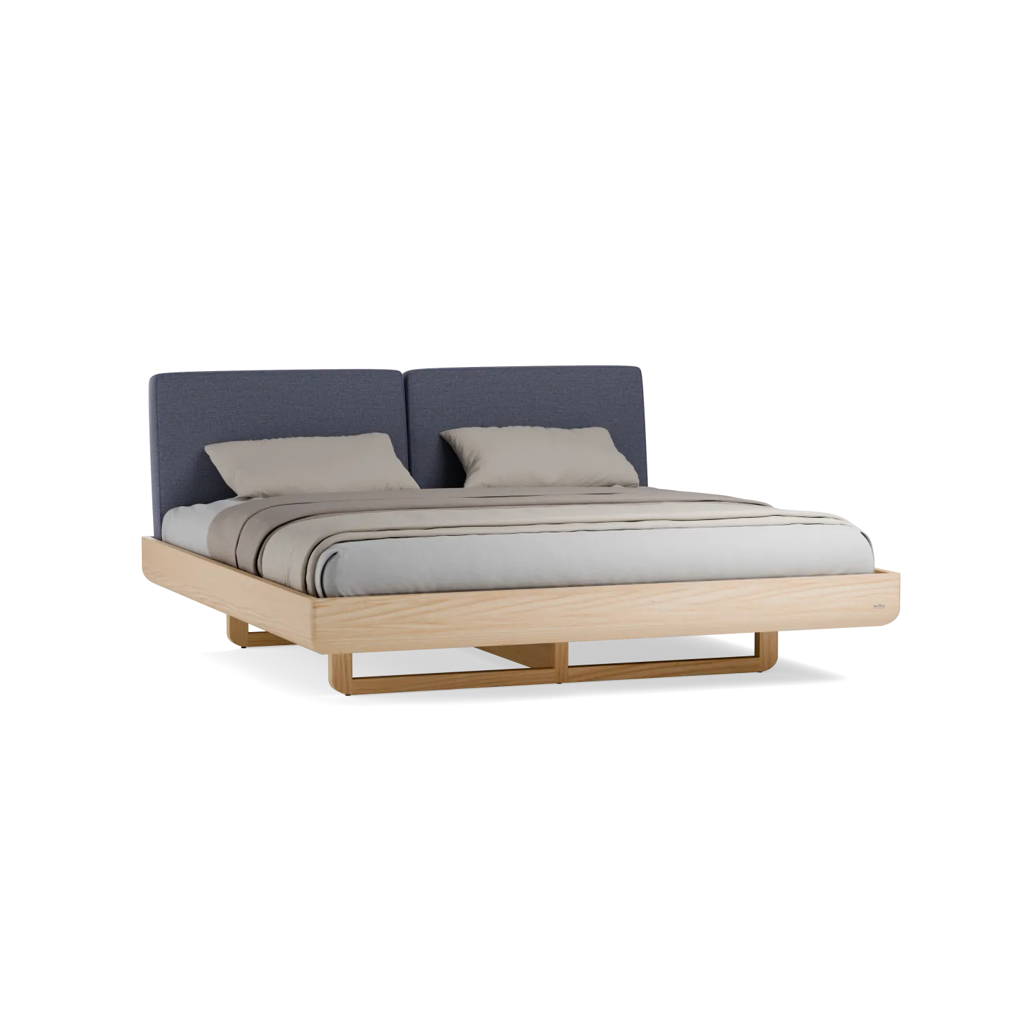 Bett Almara(Wollstoff Elverum Fjord, Esche, 200 x 200 cm)