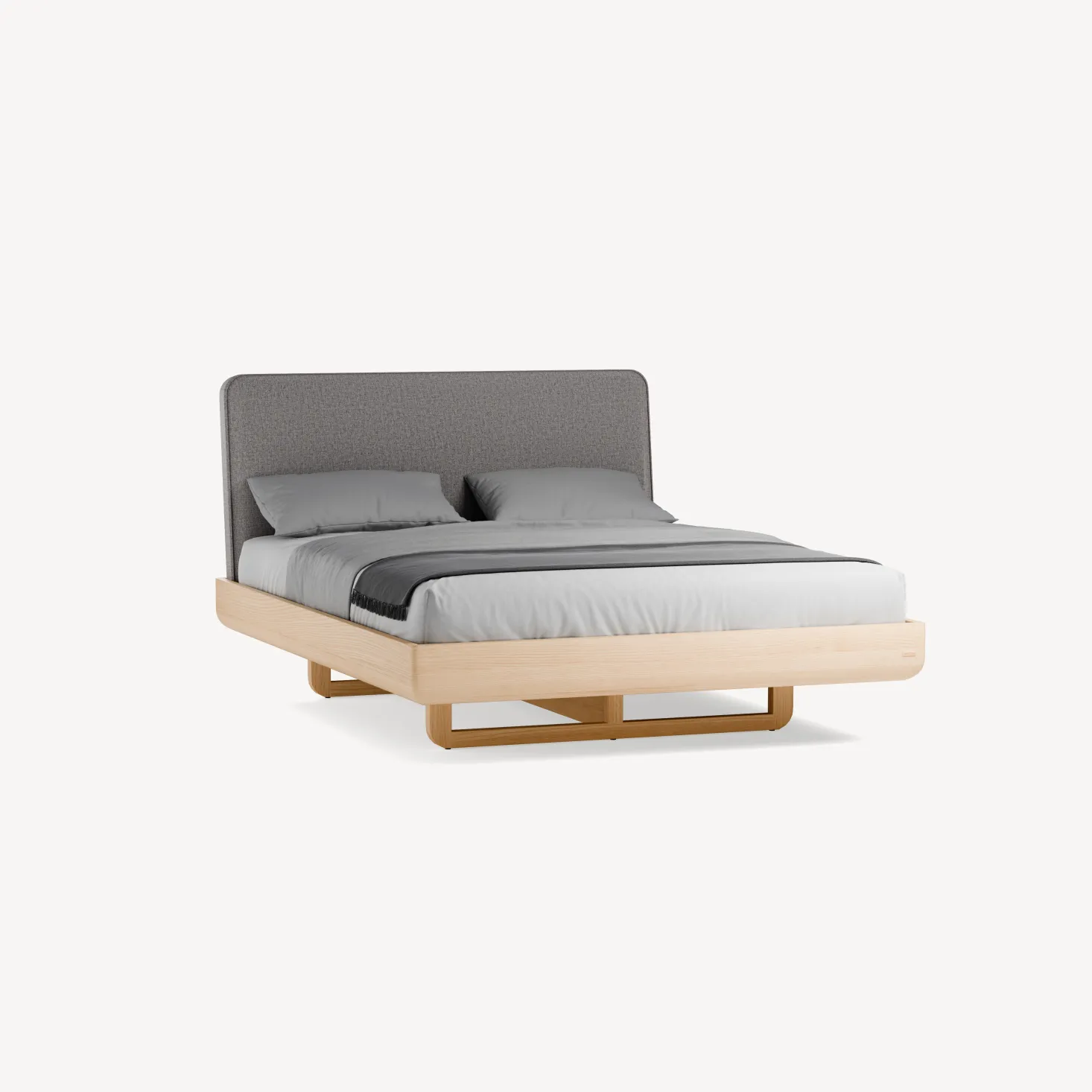 Bett Almara(Wollstoff Kaland kiesel, Esche, 160 x 200 cm)
