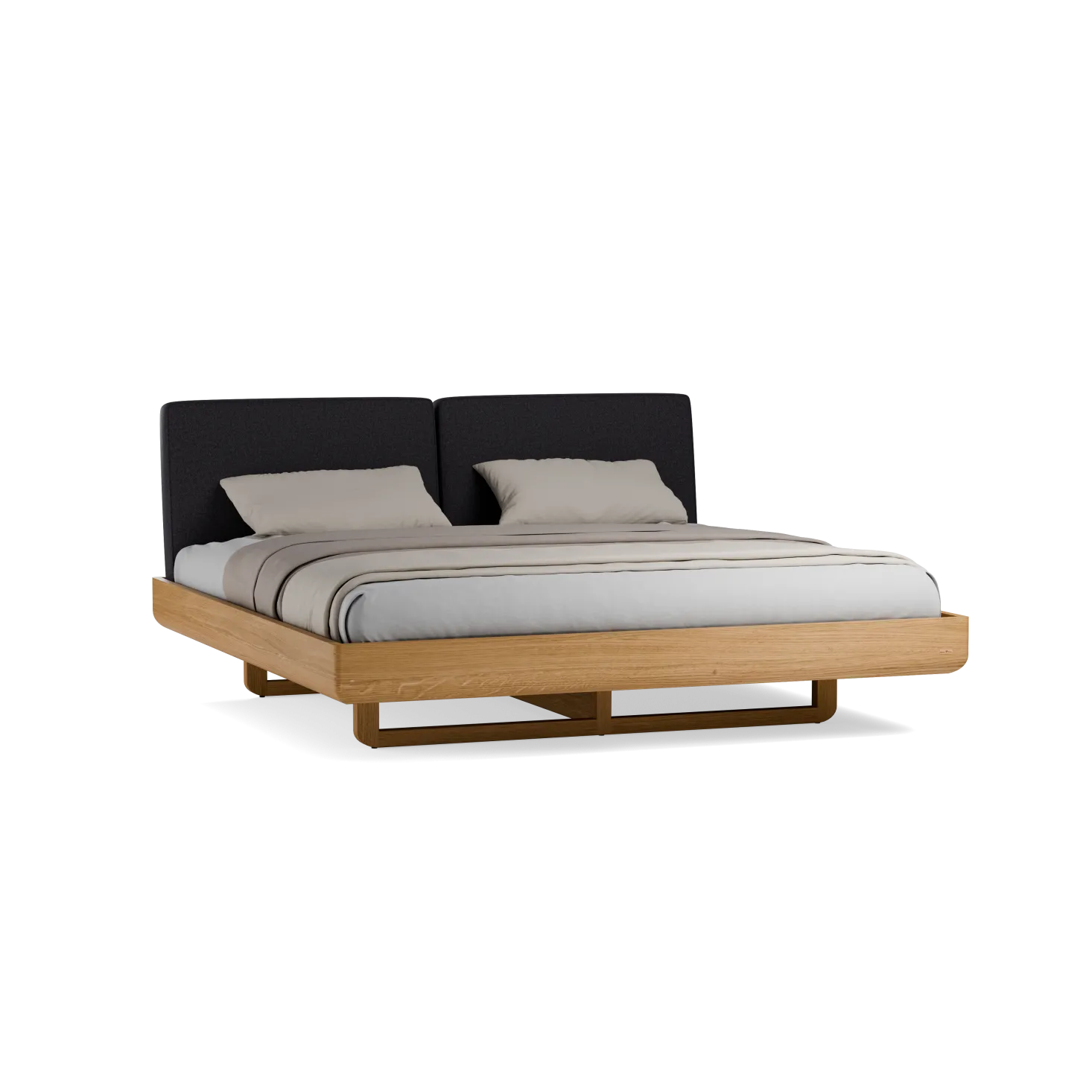 Bett Almara(Wollstoff Stavang stein, Eiche, 200 x 200 cm)
