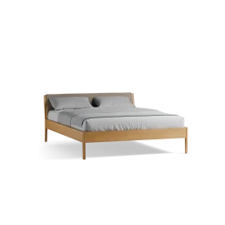 Bett Almeno mit Polsterbetthaupt(Wollstoff Tano natur, Eiche, 160 x 200 cm)