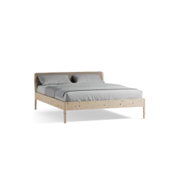Bett Almeno mit Polsterbetthaupt(Wollstoff Tano natur, Zirbe, 160 x 200 cm)