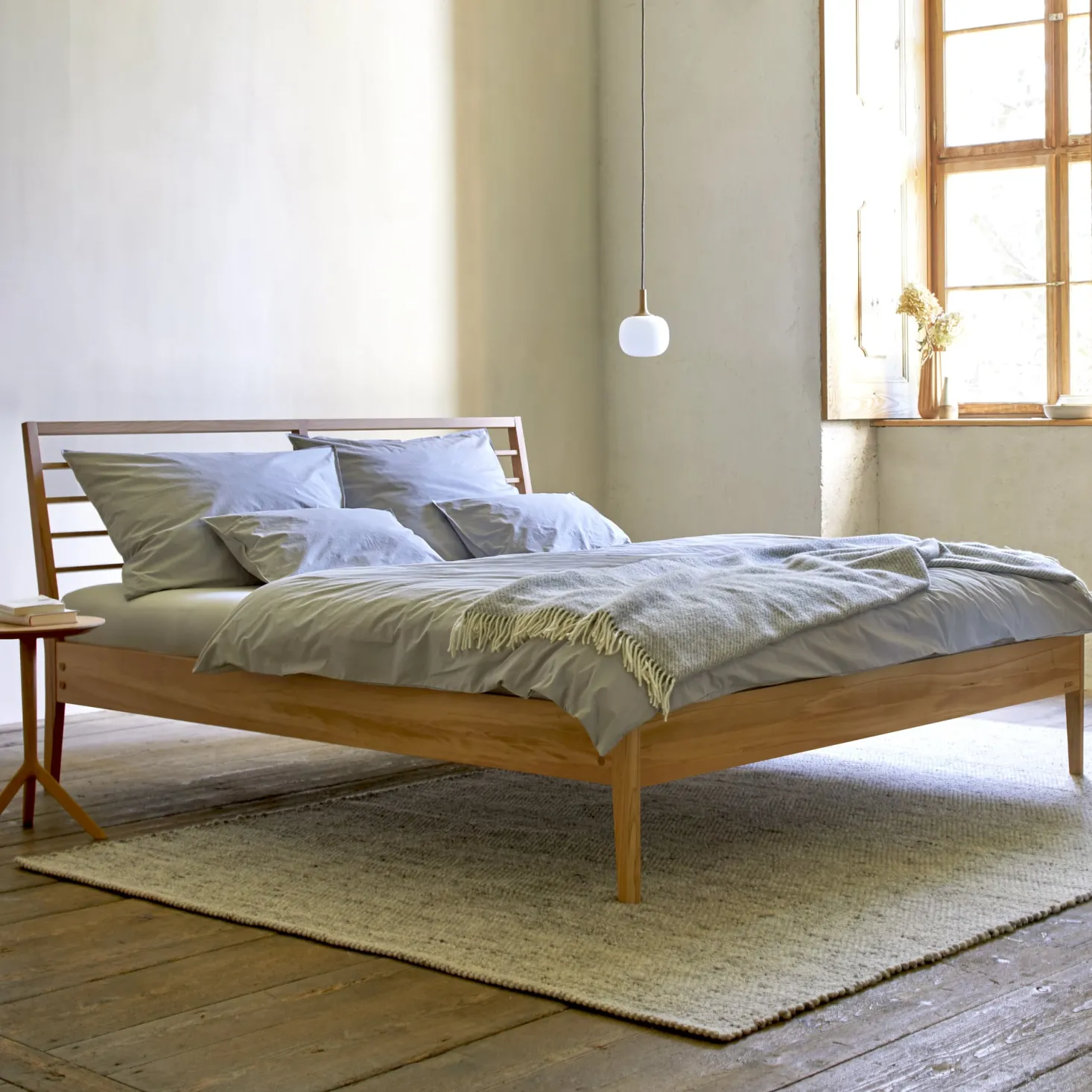 Bett Almeno mit Sprossenbetthaupt horizontal(Esche, 160 x 200 cm)