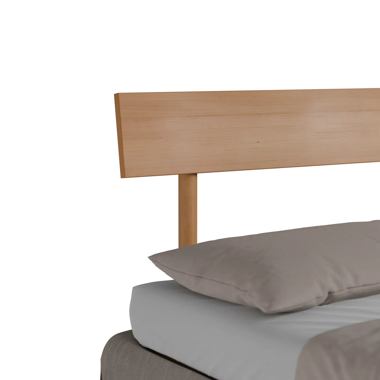 Bett Jukai Pur mit Stegbetthaupt(Baumwollstoff Ondula Taupe, Buche, 140 x 200 cm, mit Betthaupt und Bettrahmenhousse)