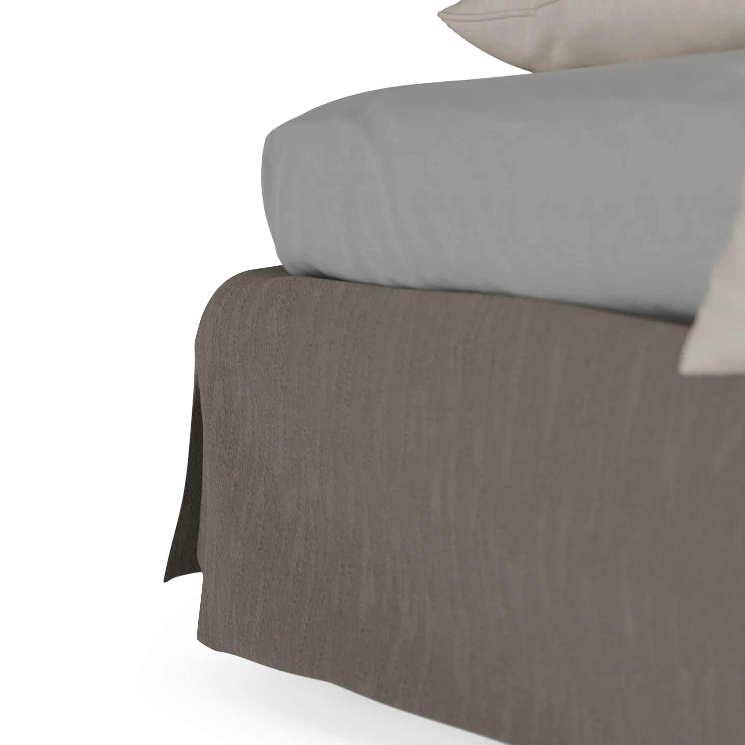 Bett Jukai Pur ohne Betthaupt(Baumwollstoff Ondula Taupe, Buche, 140 x 200 cm, ohne Betthaupt mit Bettrahmenhousse)