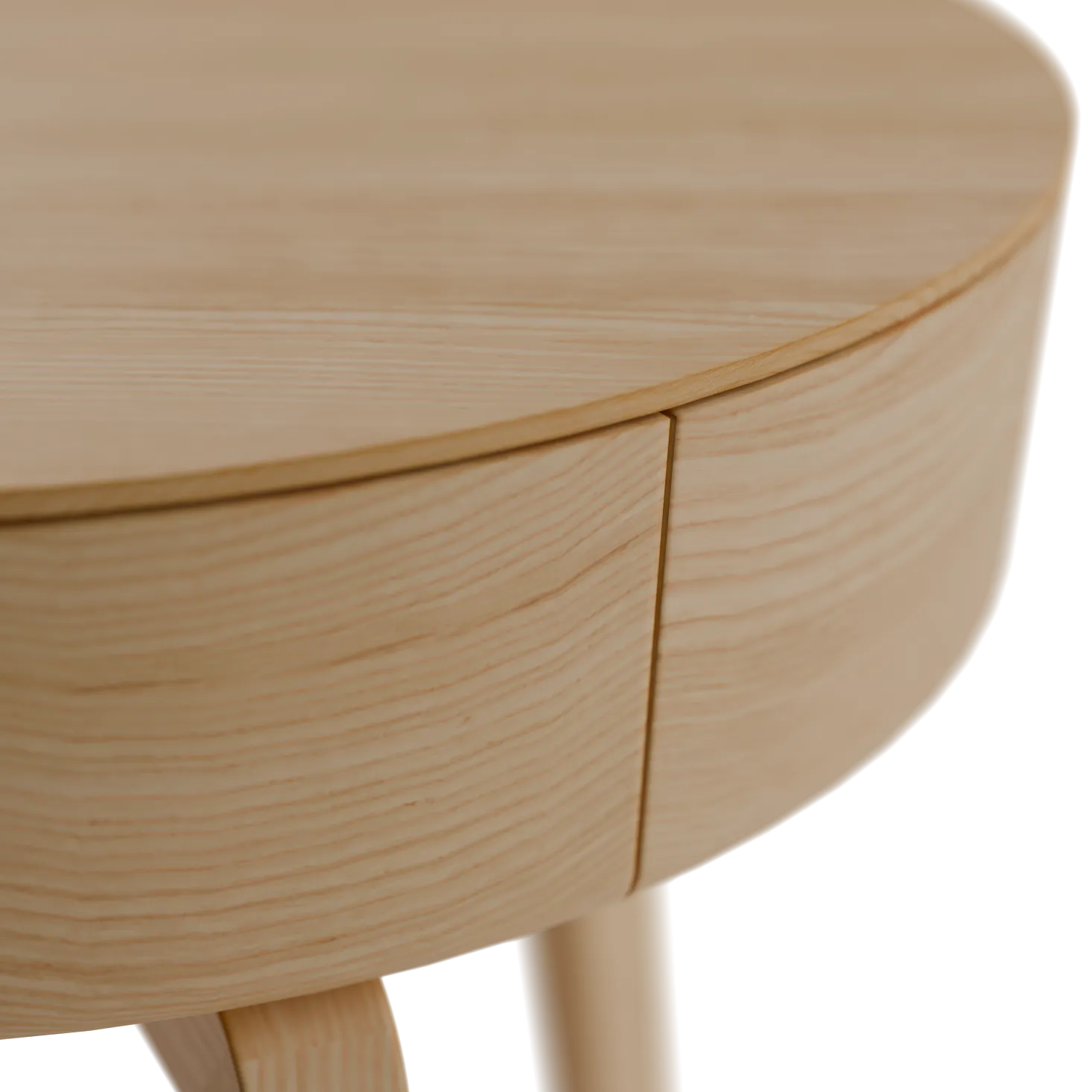 Bettkästchen/Beistelltisch Mitsu mit einer SchubladeH 52,5 cm, ø 50 cm (Esche)