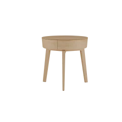 Bettkästchen/Beistelltisch Mitsu mit einer SchubladeH 52,5 cm, ø 50 cm (Esche)