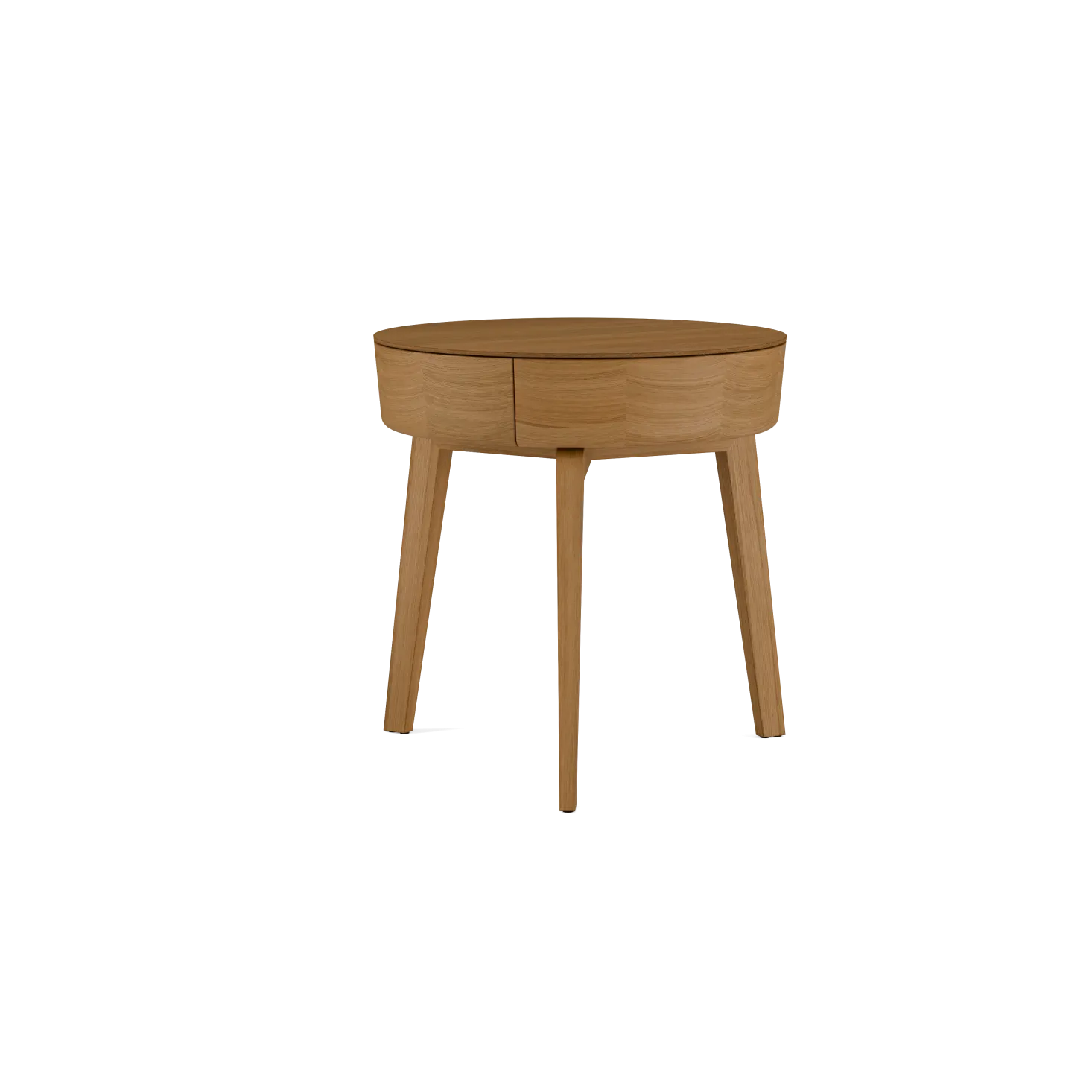 Bettkästchen/Beistelltisch Mitsu mit einer SchubladeH 52,5 cm, ø 50 cm (Eiche)