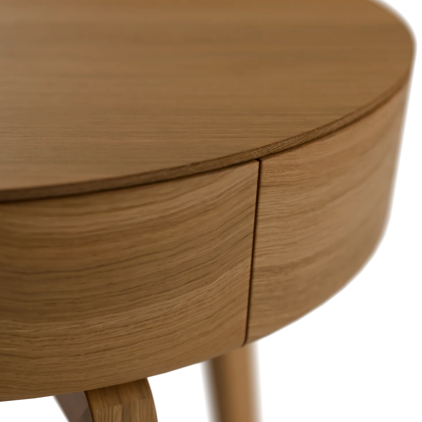 Bettkästchen/Beistelltisch Mitsu mit einer SchubladeH 52,5 cm, ø 50 cm (Eiche)