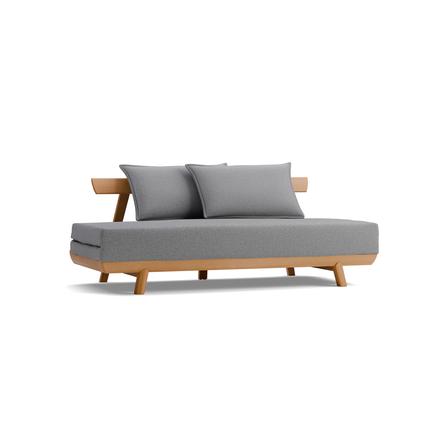 Bettsofa Doppio 160x200 cm inkl. 2 Kissen(Wollstoff Stavang kiesel, Buche)
