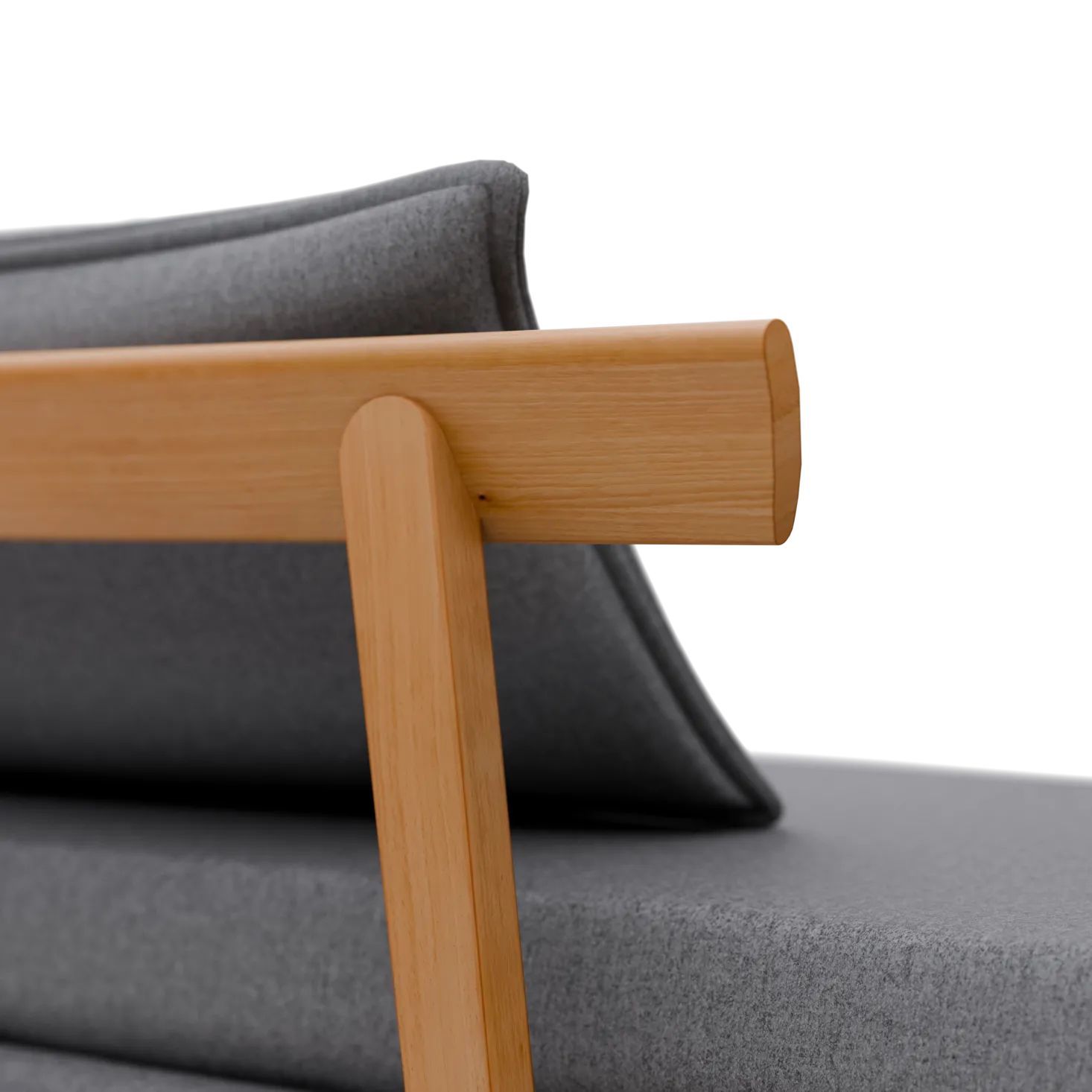 Bettsofa Doppio 160x200 cm inkl. 2 Kissen(Wollstoff Stavang kiesel, Buche)