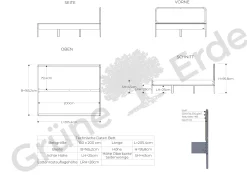 Bett Tenso mit Polsterbetthaupt(Wollstoff Tano natur hell, Buche, 160 x 200 cm)