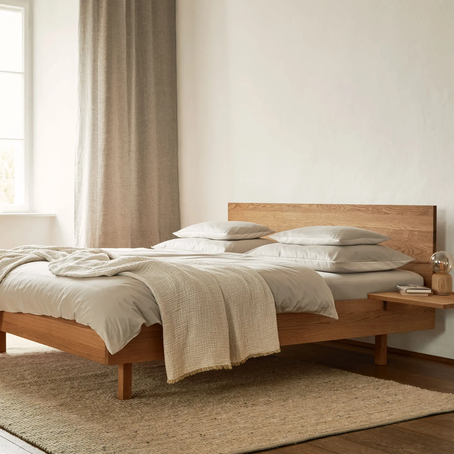 Bett Tesoro mit Holzbetthaupt(Eiche, 160 x 200 cm)
