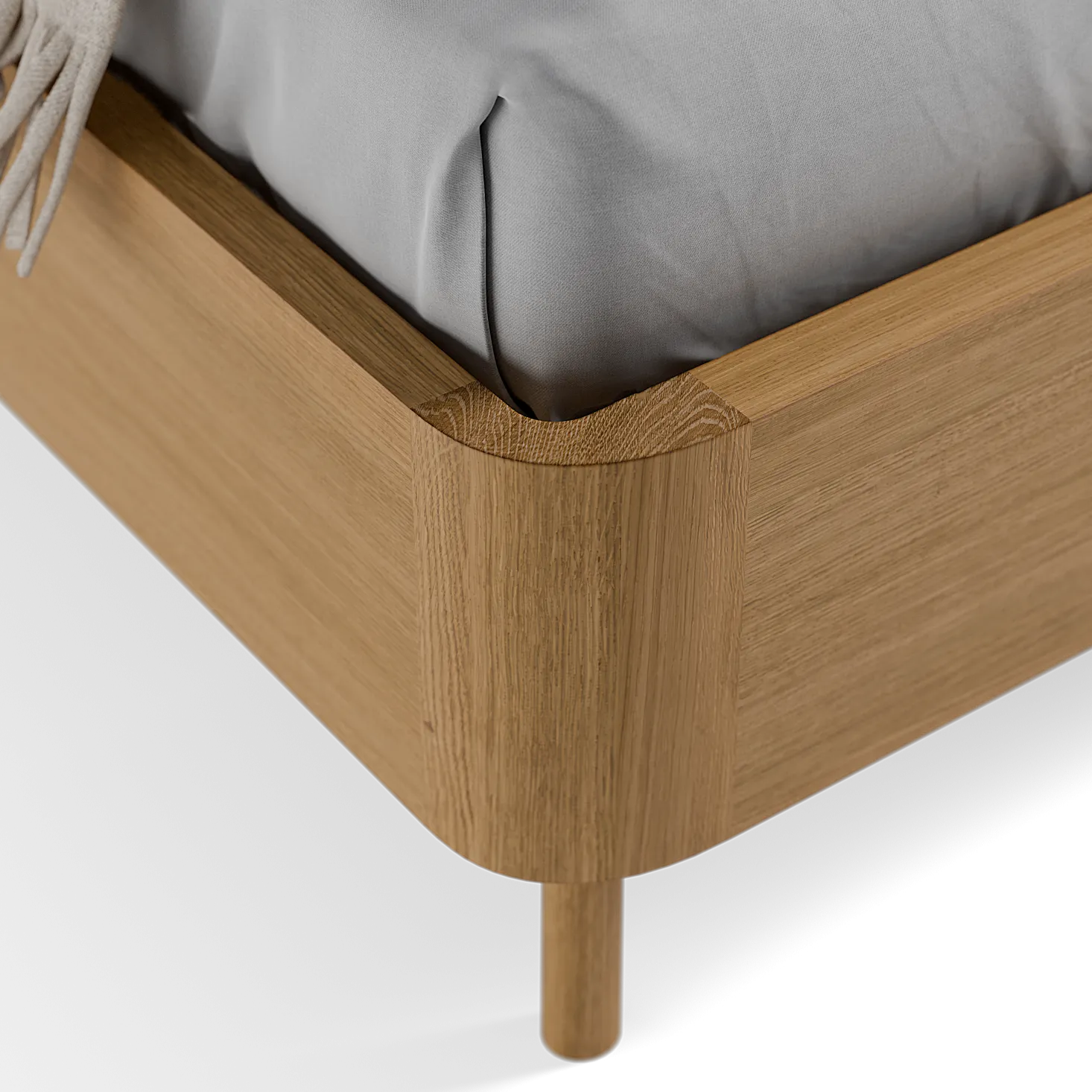 Bett Tonda mit Polsterbetthaupt(Wollstoff Elverum Sesam, Eiche, 160 x 200 cm, mit niedrigem Polsterbetthaupt)