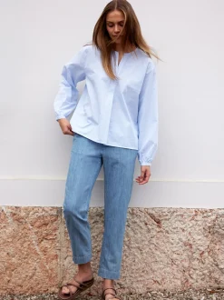 Bluse aus Bio Baumwolle(blau/weiss streif, 38)