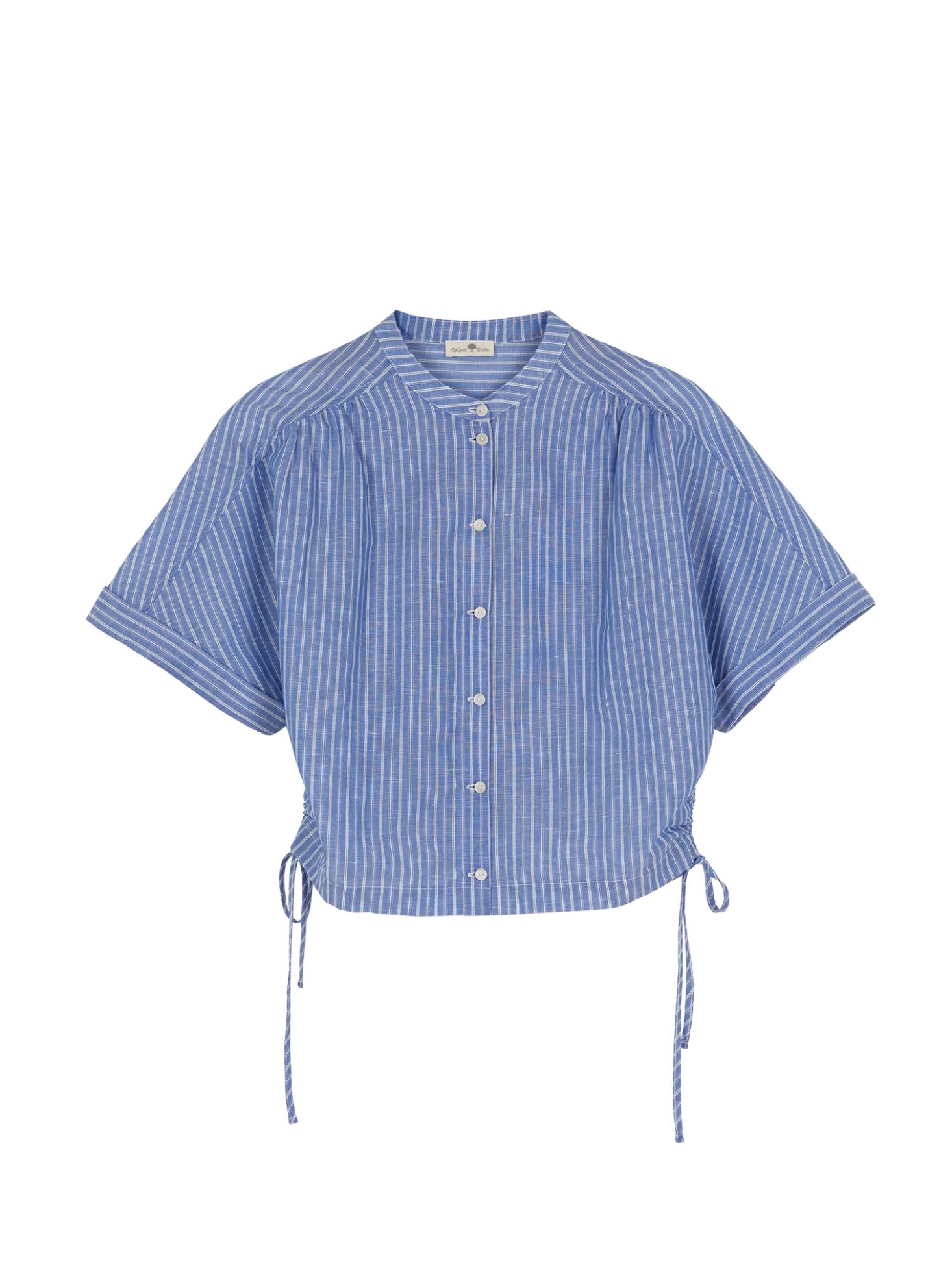 Bluse aus Bio Baumwolle und Leinen(blau/weiss streif, 38)