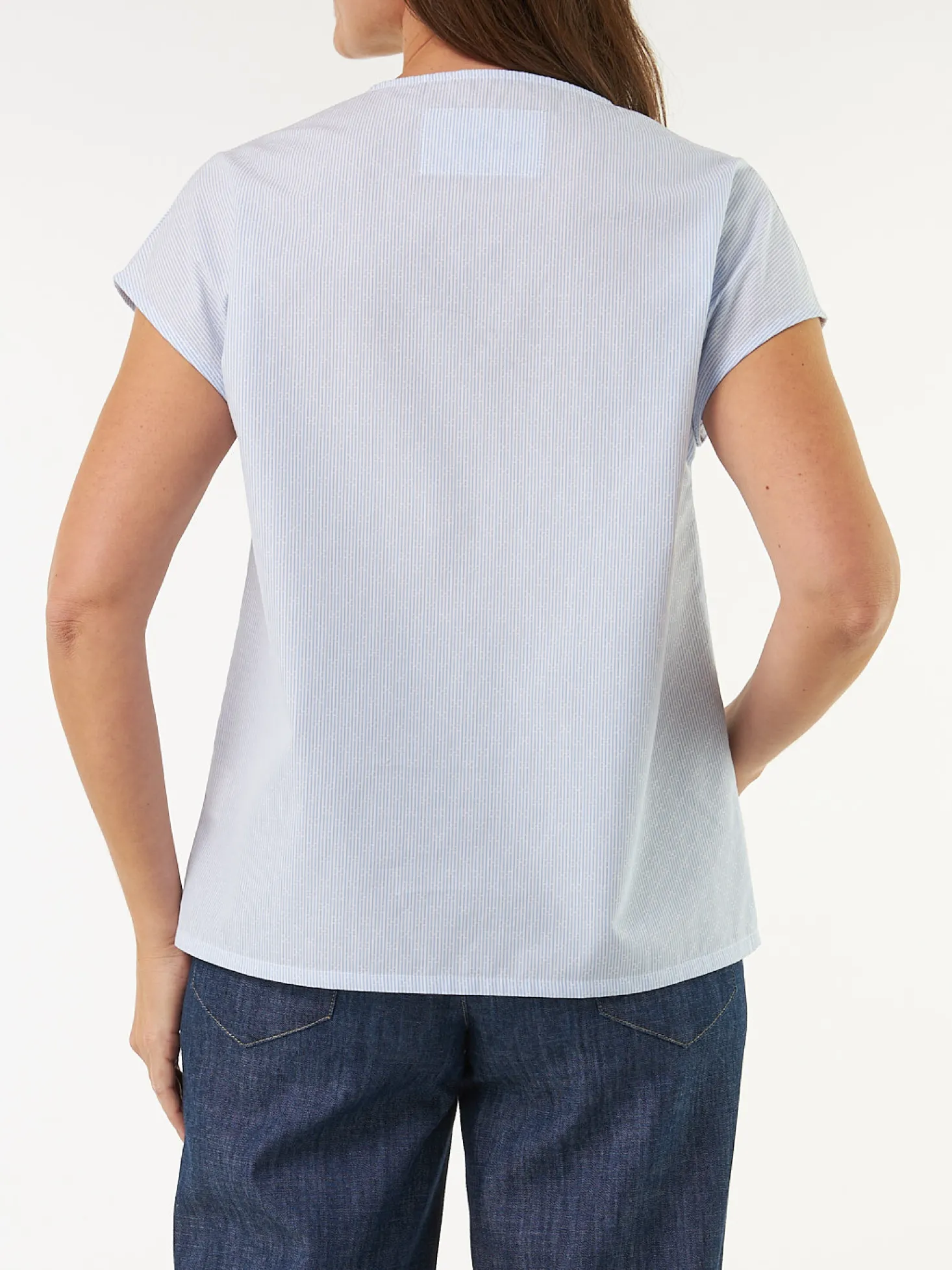 Bluse ärmellos aus Bio Baumwolle(blau/weiss streif, 38)