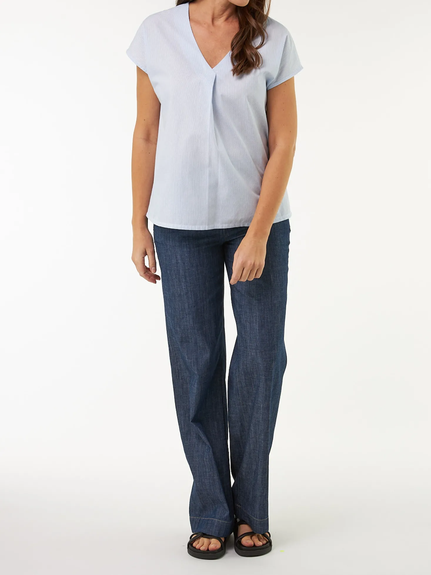 Bluse ärmellos aus Bio Baumwolle(blau/weiss streif, 38)