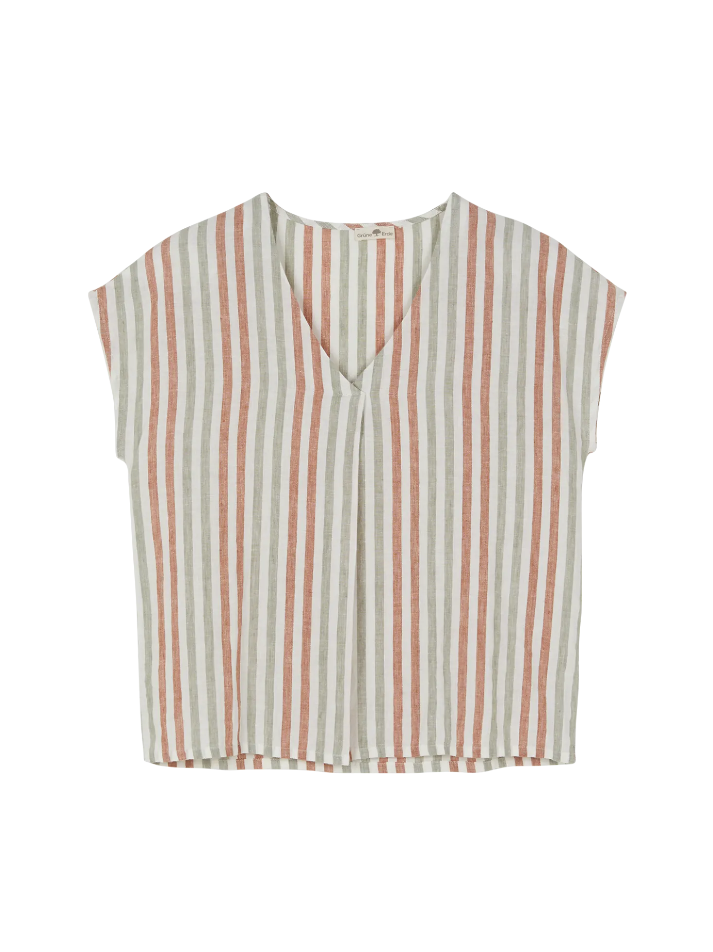 Bluse ärmellos aus Bio Leinen(seegras/bernstein streif, 38)