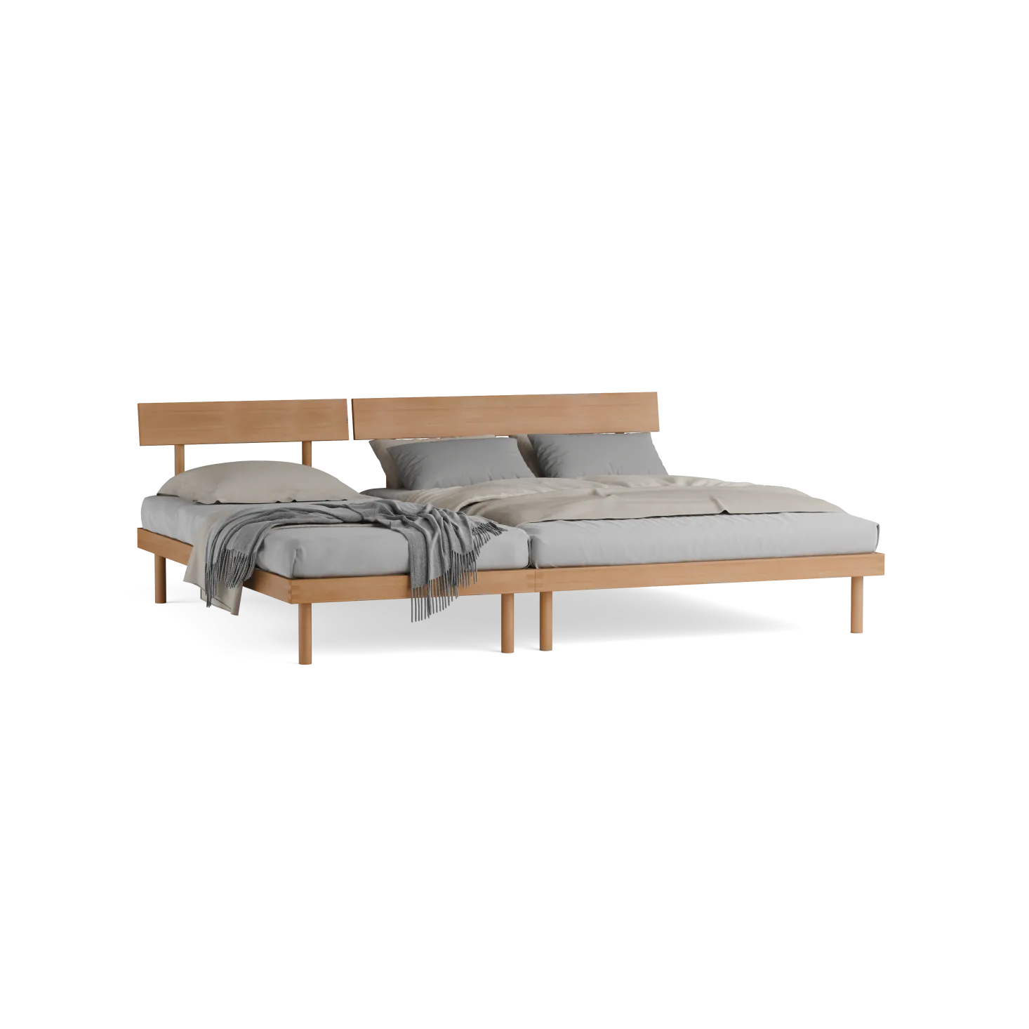 Familienbett Jukai Pur mit Stegbetthauptinkl. Lattenrost, 250 x 200 cm (Buche)