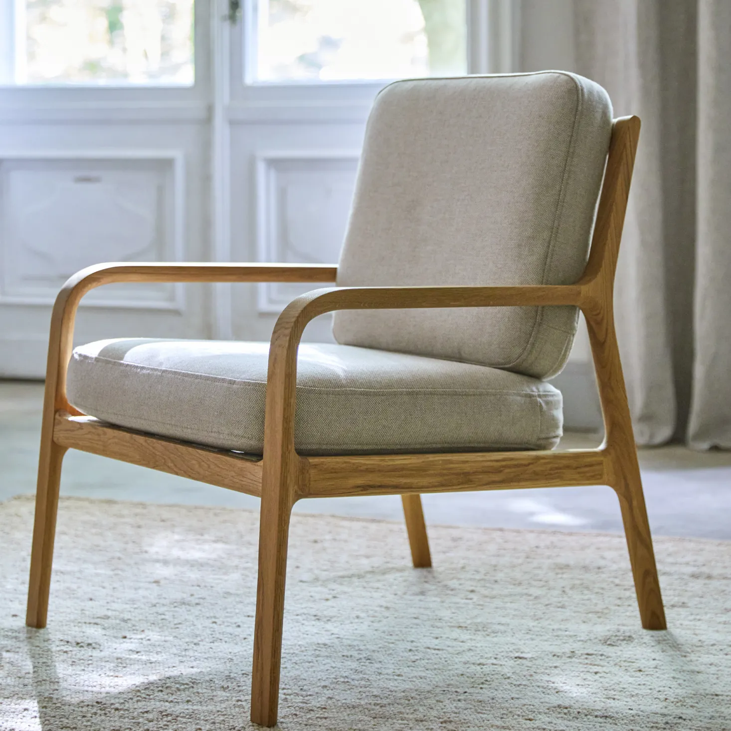 Fauteuil Kador(Wollstoff Tano natur, Eiche)