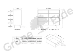 Highboard Tesoro mit 8 Laden B 120 x T 45 x H 99 cm(Zirbe)