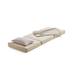 Hocker Tamu PurB 75 x T 67 x H 40 cm, inkl. Housse (Baumwollstoff Ondula Greige)