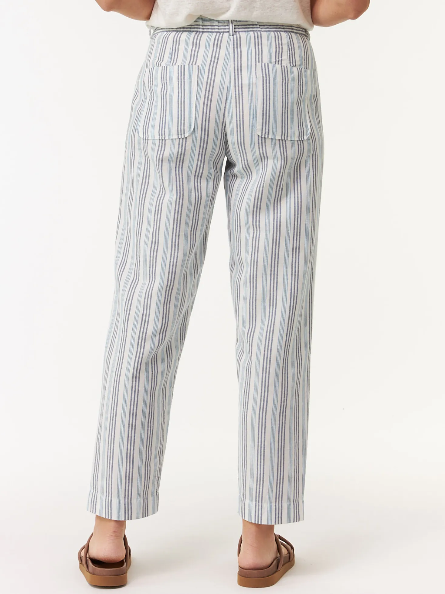 Hose aus Bio Leinen und Baumwolle(multistreif blau, 38)