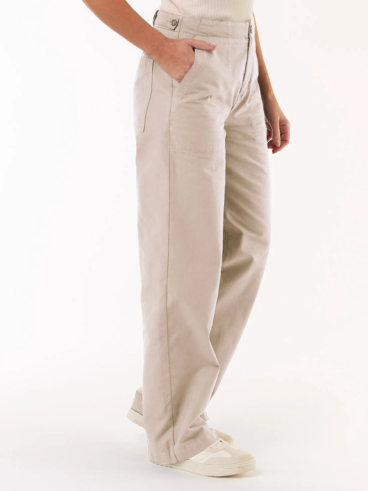 Hose mit weitem Bein aus Bio Baumwolle(kiesel, 38)