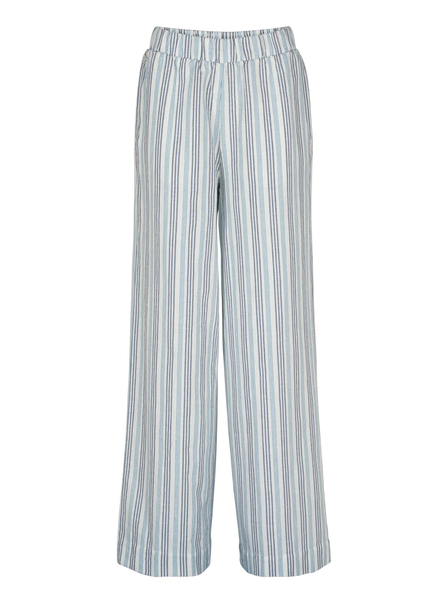 Hose weit aus Bio Leinen und Baumwolle(multistreif blau, 38)