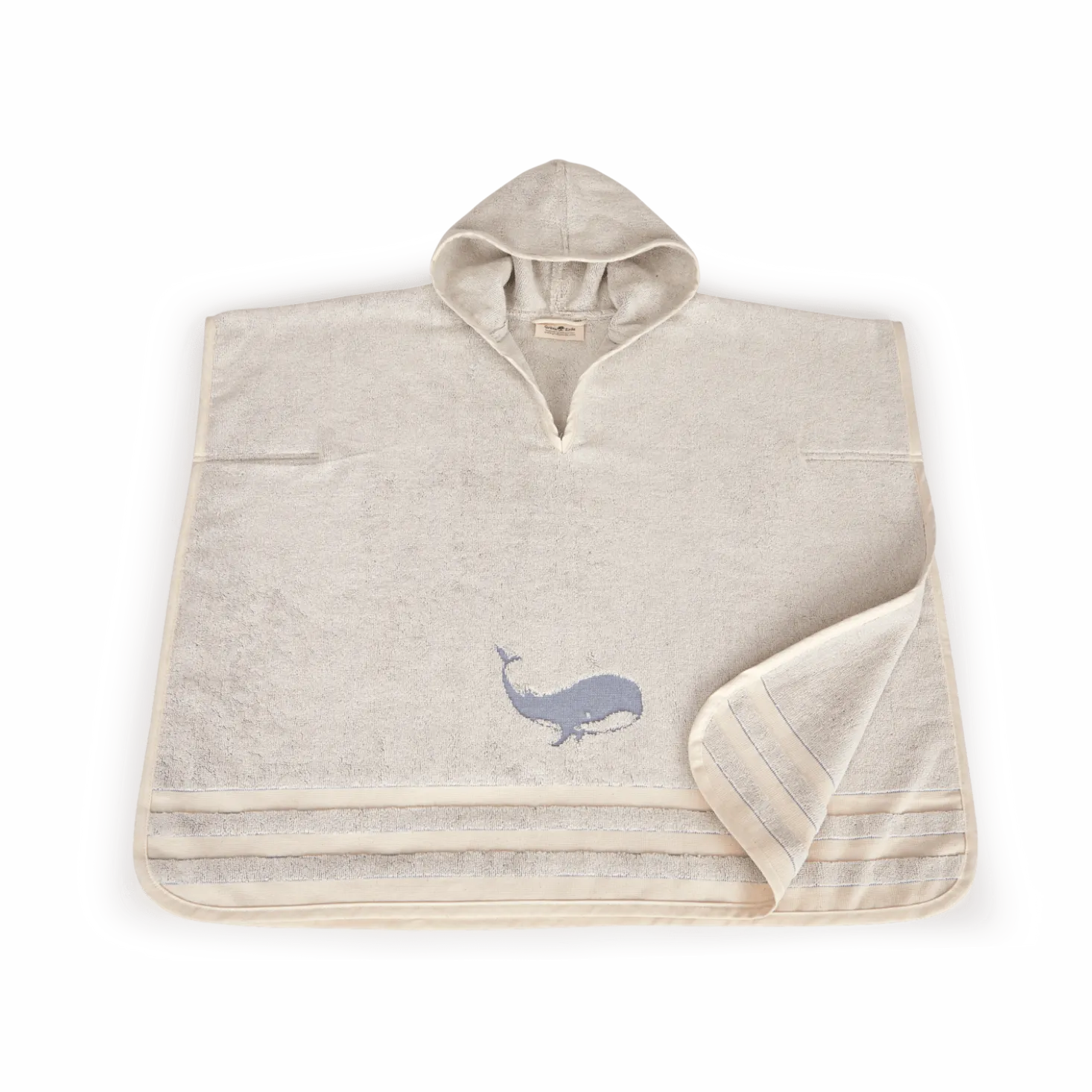 Kinder-Badserie Meerestiere100 % Baumwolle, GOTS (meerblau, Poncho 70 x 60 cm)