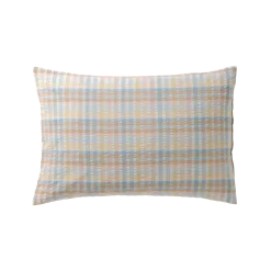 Kissenüberzug FeliaKaro pastell, 100 % Baumwolle, Seersucker, GOTS (40 x 60 cm)