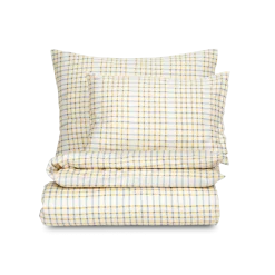 Kissenüberzug Jemmahellblau/vanillegelb, 100 % Baumwolle, Satin, GOTS (40 x 60 cm)