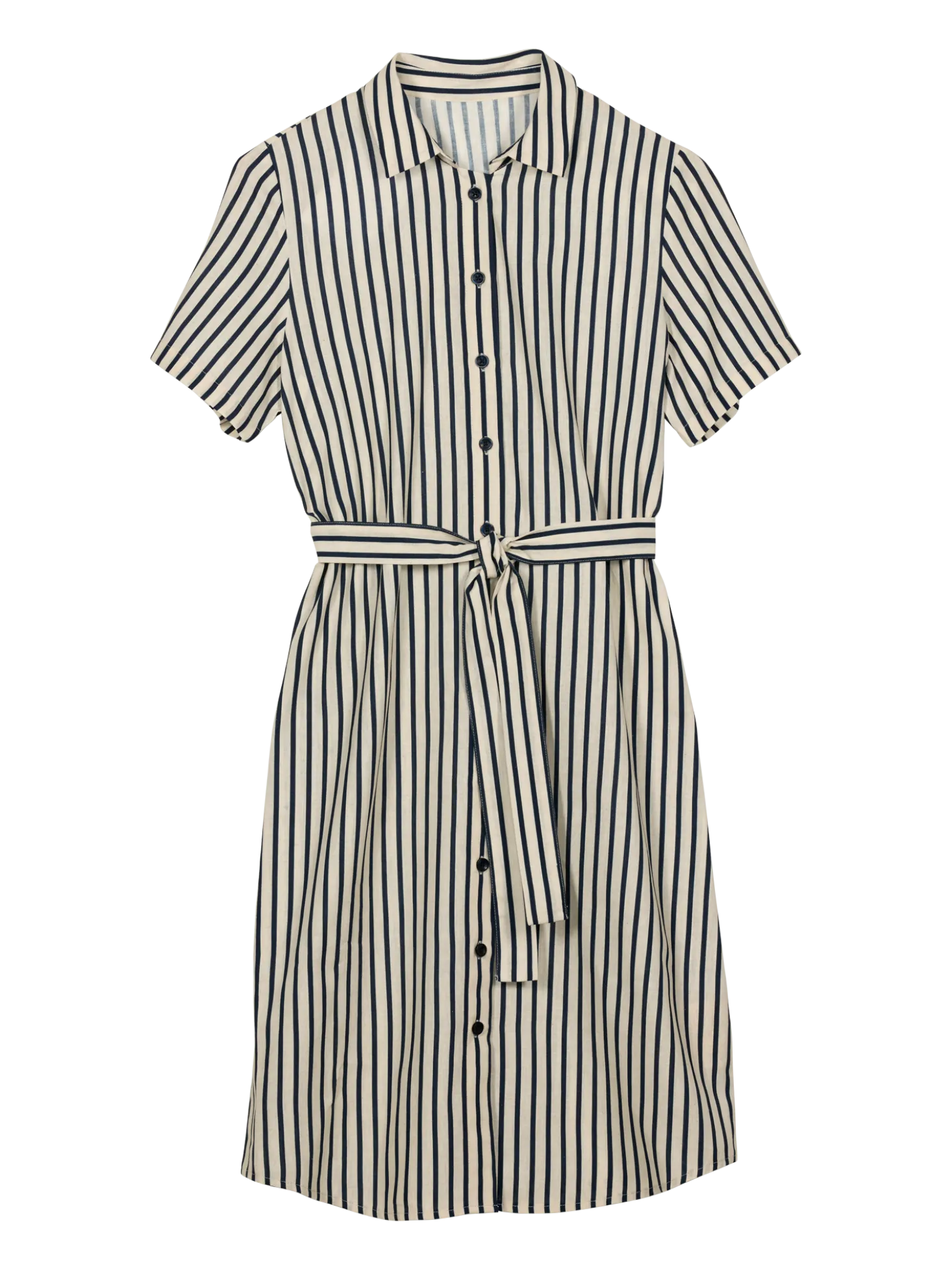 Kleid aus Bio-Baumwolle und Leinen(navy/offwhite streif, 38)