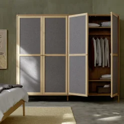 Kleiderschrank TensoKleiderstange inkl. 2 Stk. Halterungen (Eiche)