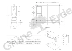 Kleiderständer Jukai Purmit Anbauelement, Ablageboard, Box und Hängefächer (Eiche)