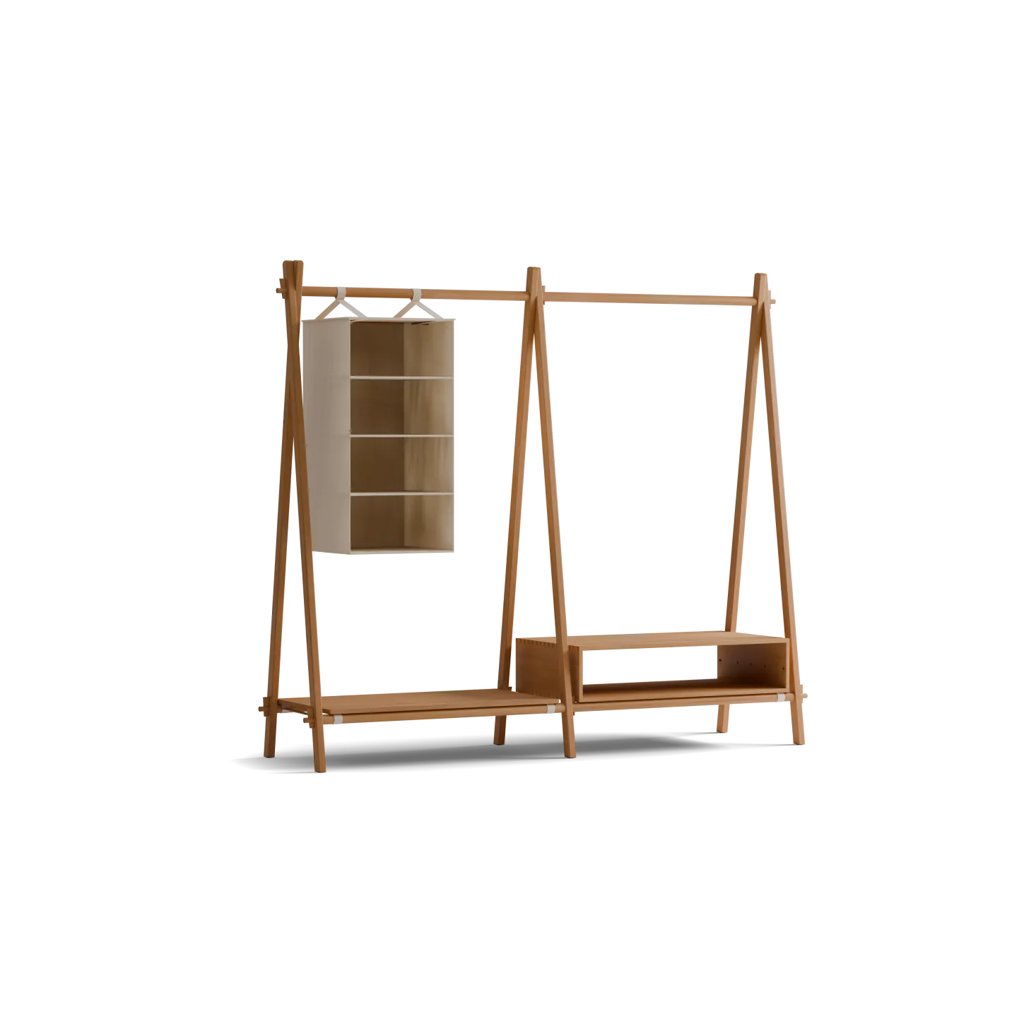 Kleiderständer Jukai Purmit Anbauelement, Ablageboard, Box und Hängefächer (Buche)