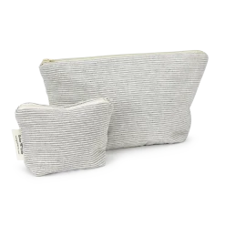 Kosmetiktasche Nikagraphit gestreift, 100 % Baumwolle, GOTS (groß)