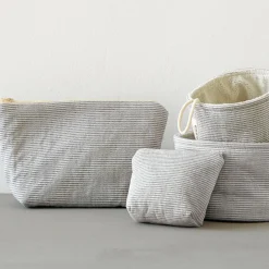 Kosmetiktasche Nikagraphit gestreift, 100 % Baumwolle, GOTS (groß)