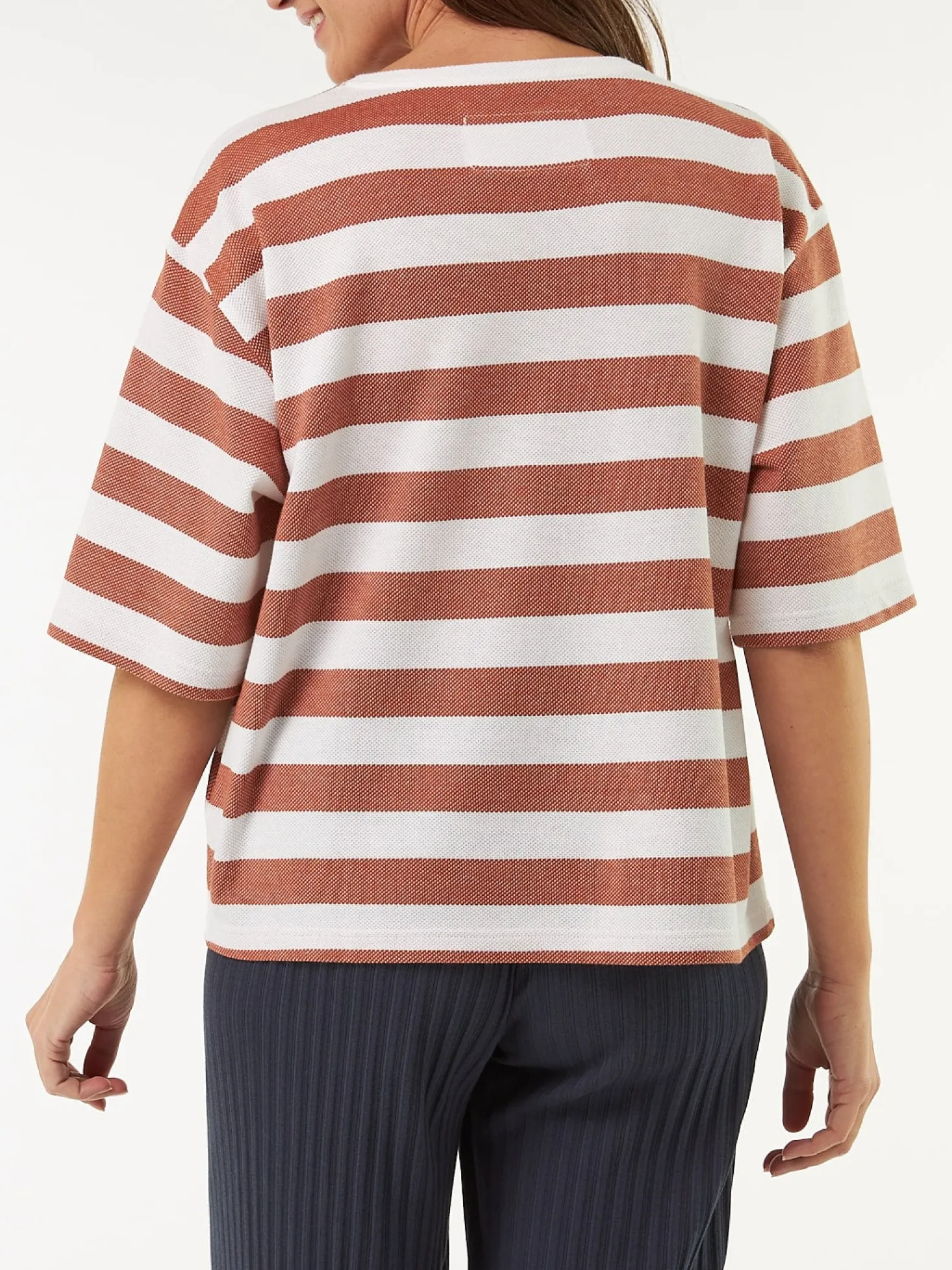 Kurzarmshirt aus Bio Baumwolle(bernstein/offwhite, L)