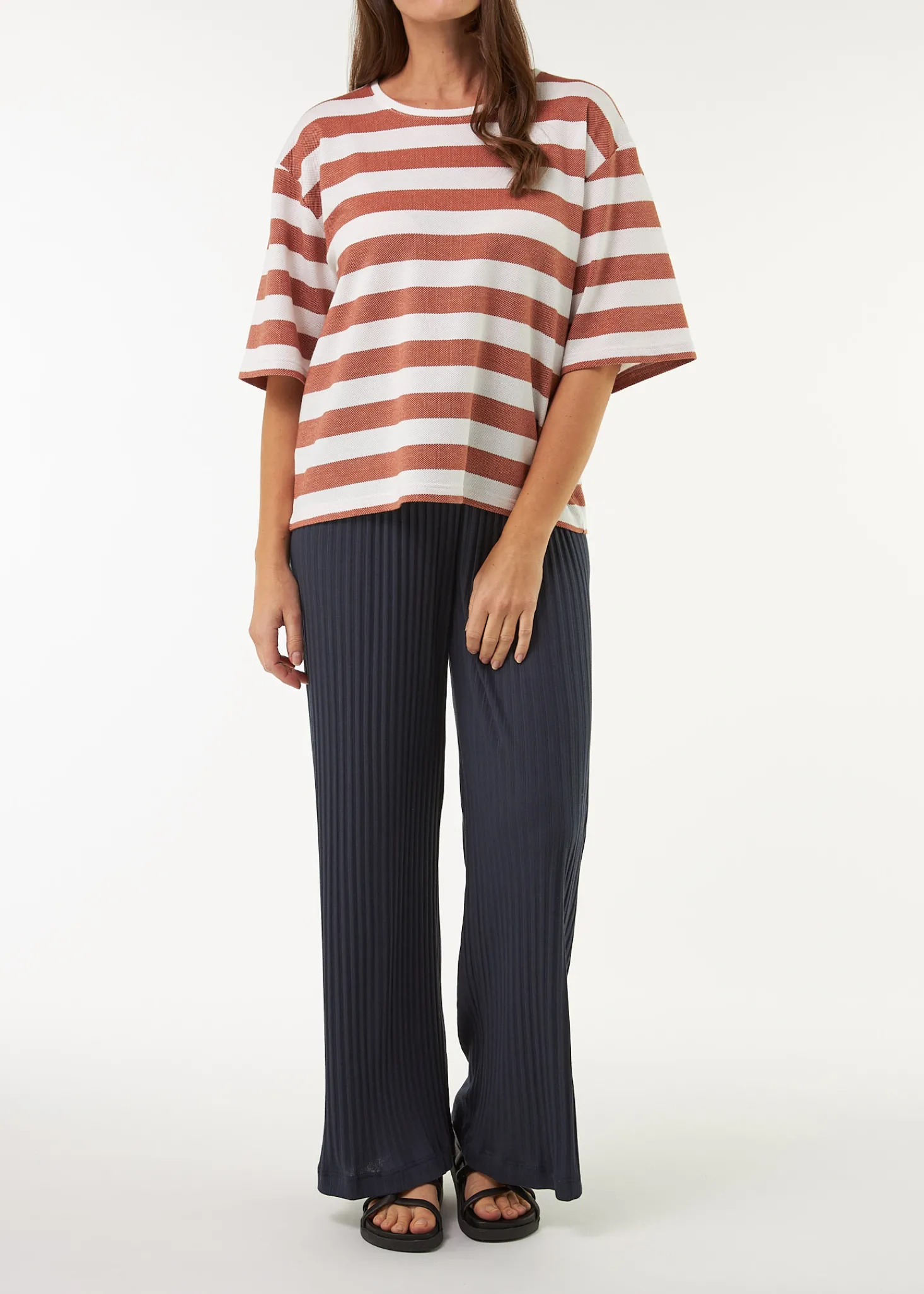 Kurzarmshirt aus Bio Baumwolle(bernstein/offwhite, L)