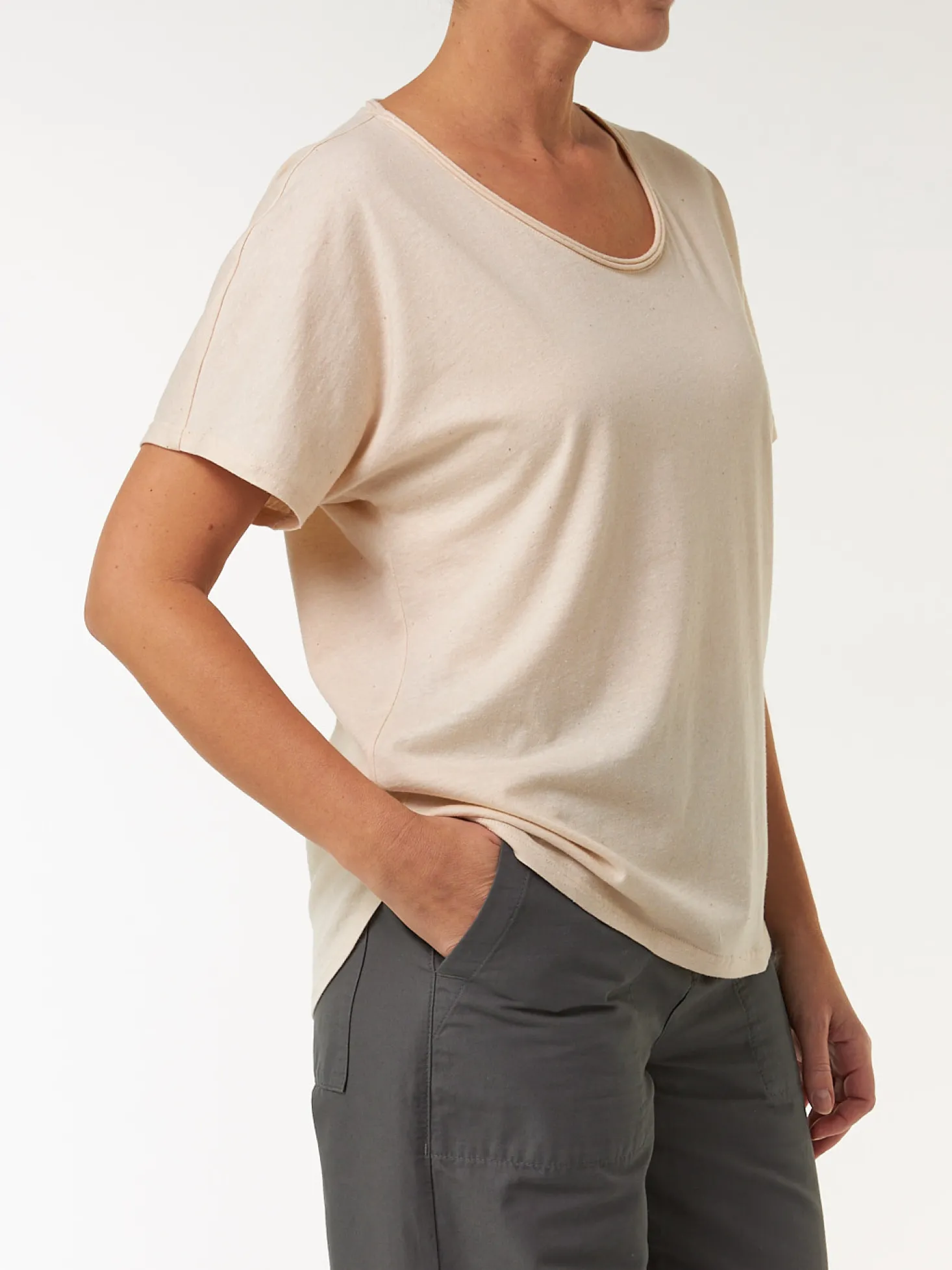 Kurzarmshirt aus Bio Baumwolle/Hanf(natur, 42)