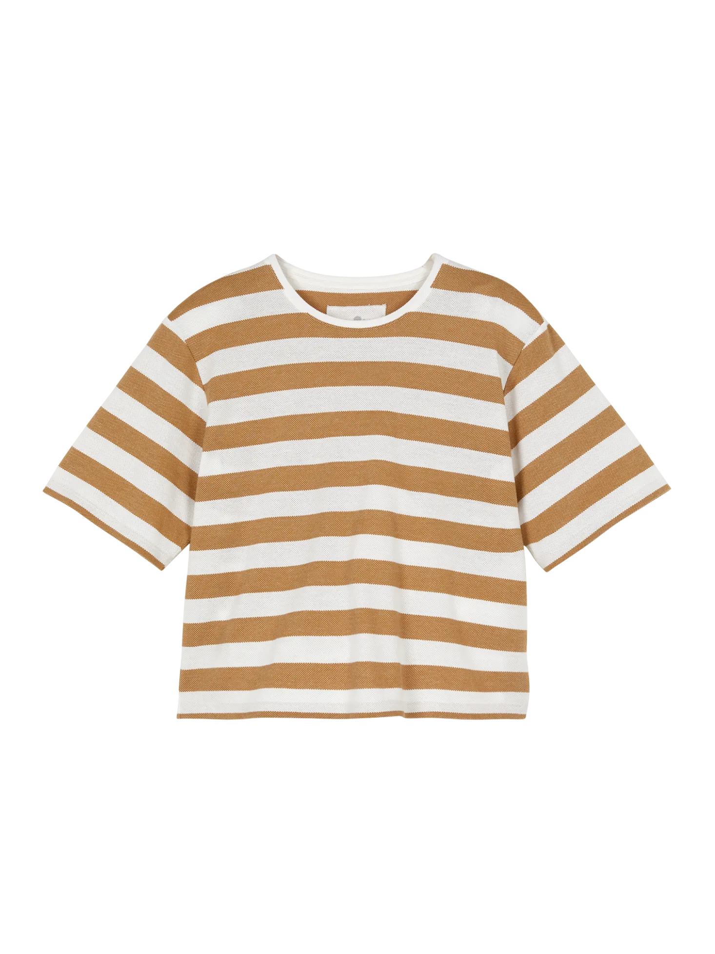 Kurzarmshirt aus Bio Baumwolle(rattan/offwhite ringel, L)