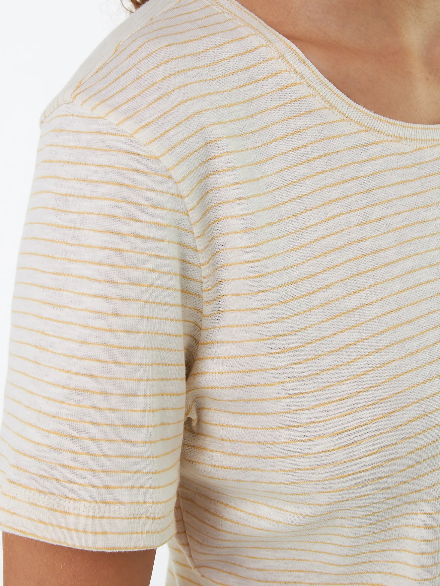 Kurzarmshirt aus Bio Baumwolle(offwhite/mango ringel, XS)