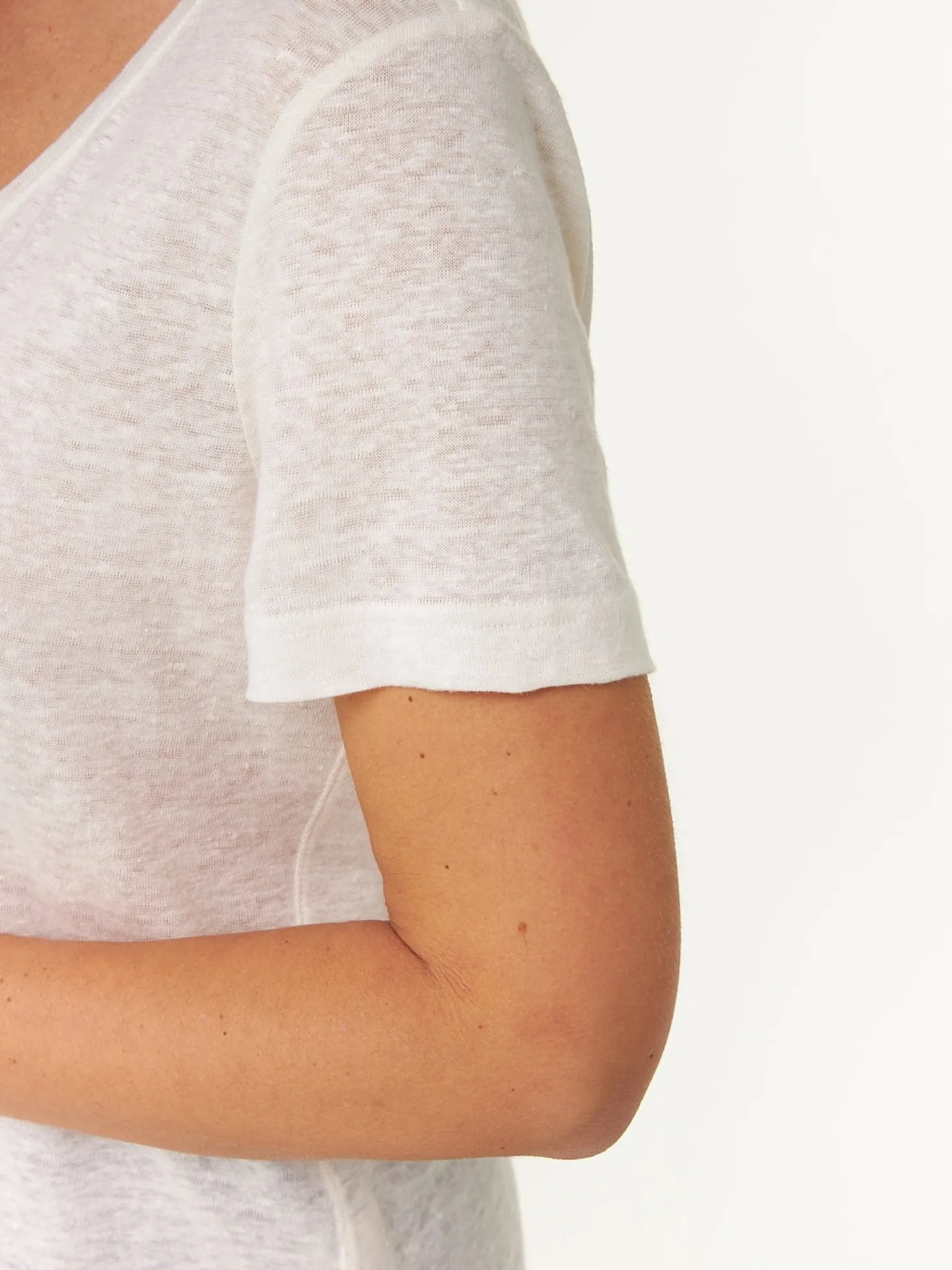 Kurzarmshirt aus Bio Leinen(weiß, 38)