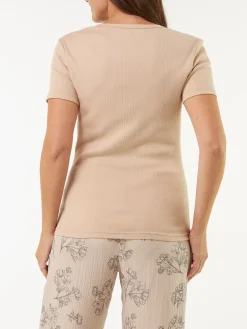 Kurzarmshirt100 % Bio-Baumwolle (beige, L)